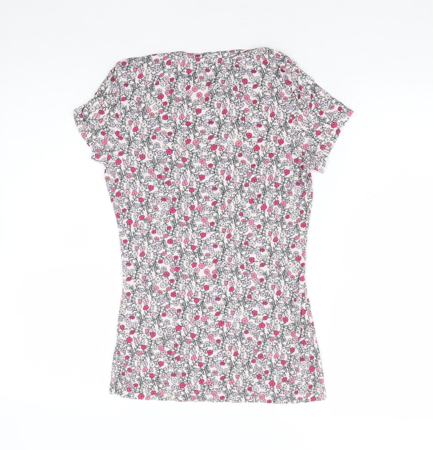 United Colors of Benetton Womens Multicoloured Floral Viscose Basic T-Shirt Size XS Round Neck