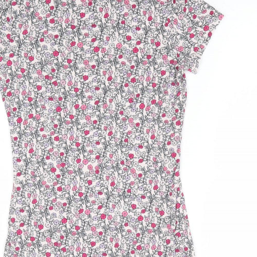 United Colors of Benetton Womens Multicoloured Floral Viscose Basic T-Shirt Size XS Round Neck