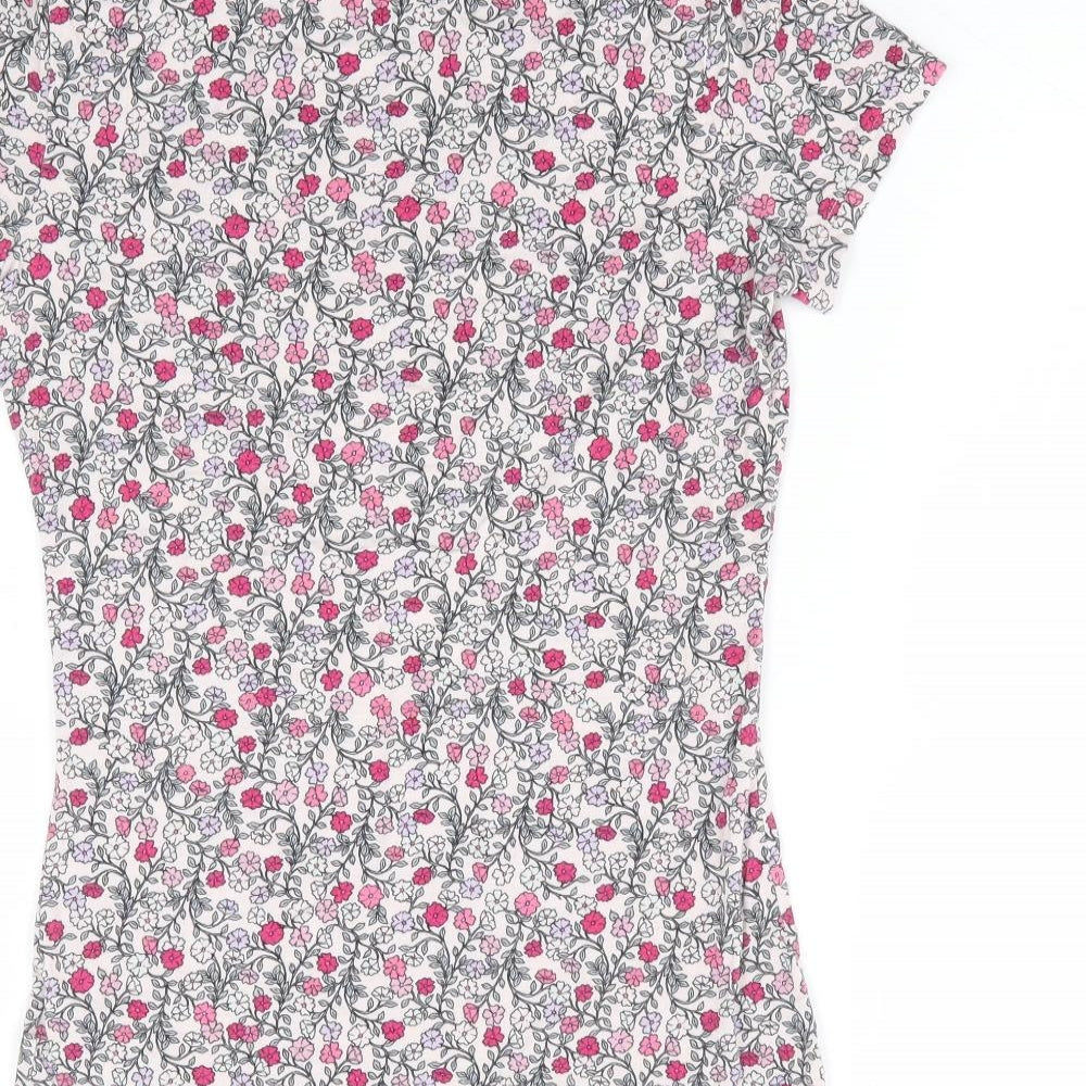 United Colors of Benetton Womens Multicoloured Floral Viscose Basic T-Shirt Size XS Round Neck