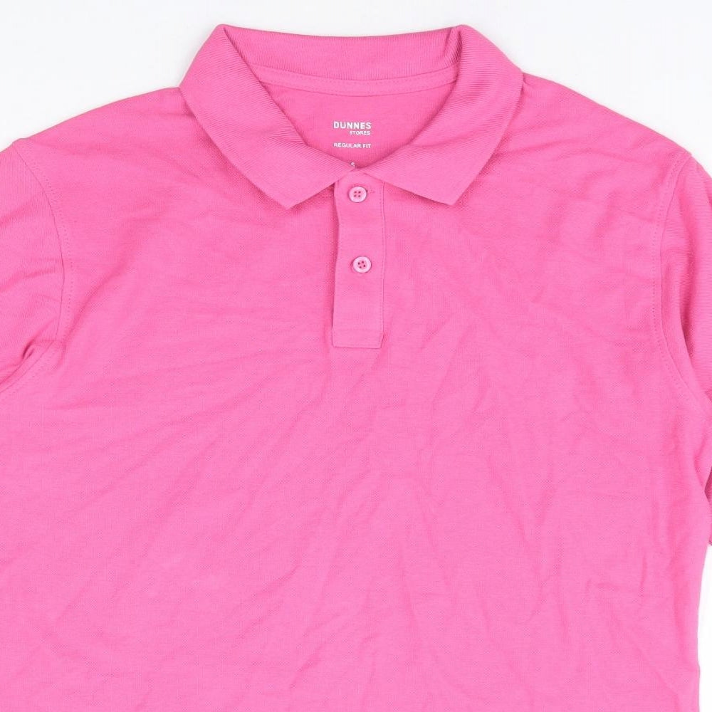 Dunnes Store Womens Pink 100% Cotton Basic Polo Size S Collared