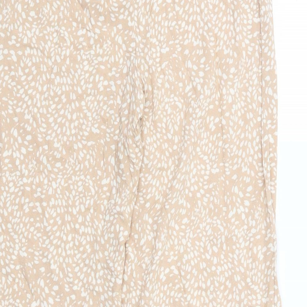 New Look Womens Beige Geometric Viscose Trousers Size 6 L28 in Regular