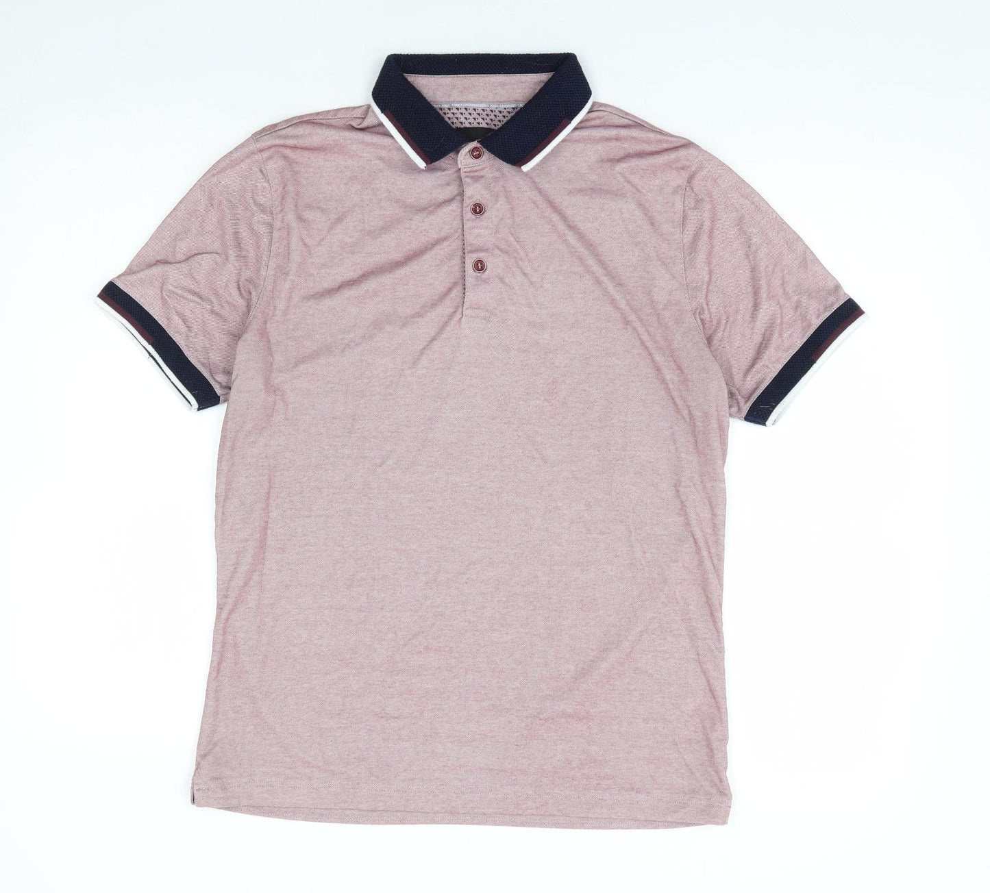 Remus Uomo Jeans Mens Red Cotton Polo Size M Collared Button - Contrast Trim
