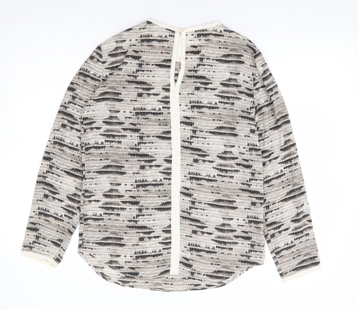 Zara Womens Beige Animal Print Polyester Basic Blouse Size XS Round Neck - Snake Print