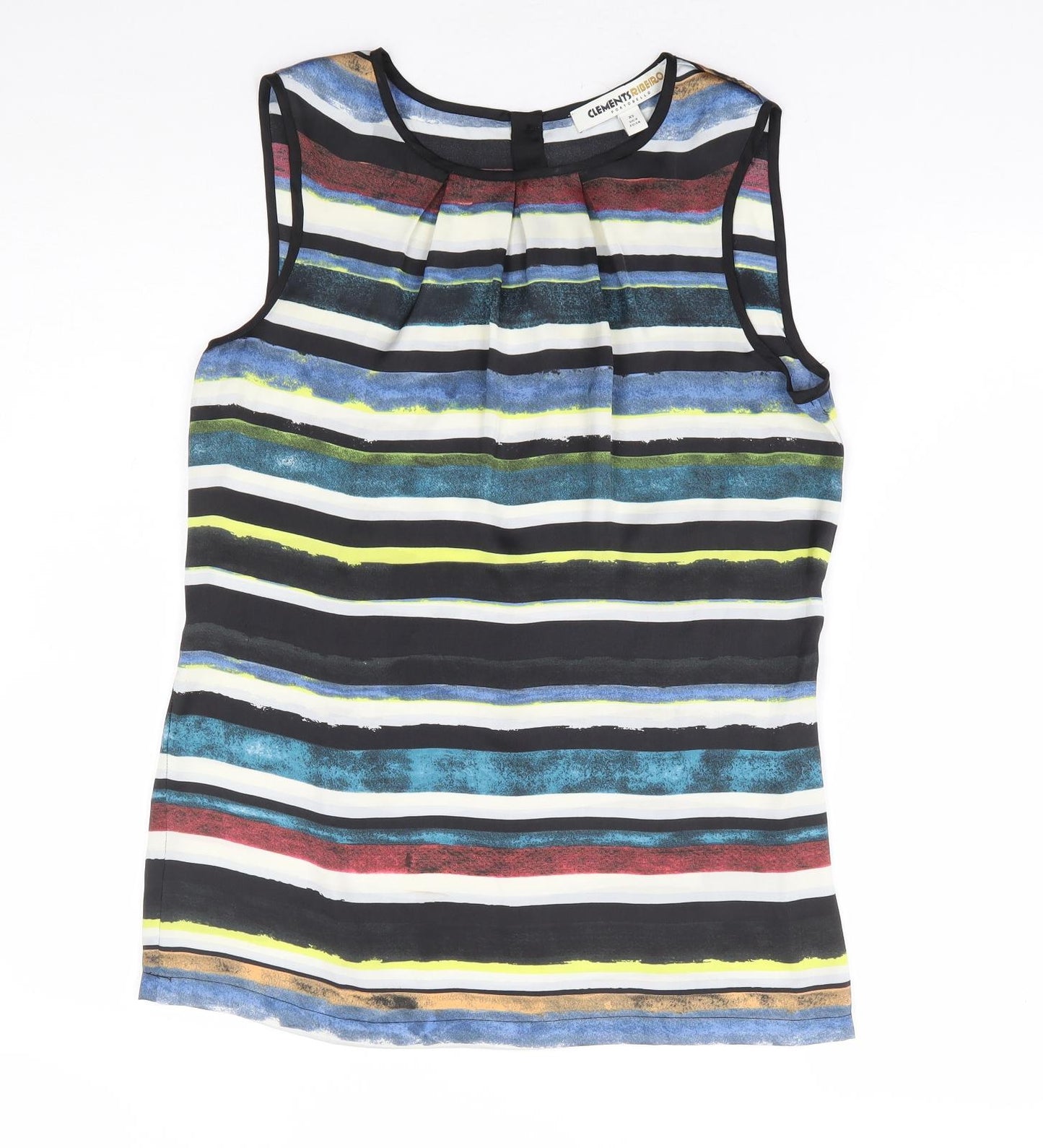 Clements Ribeiro Womens Multicoloured Striped Polyester Basic Tank Size XS Round Neck