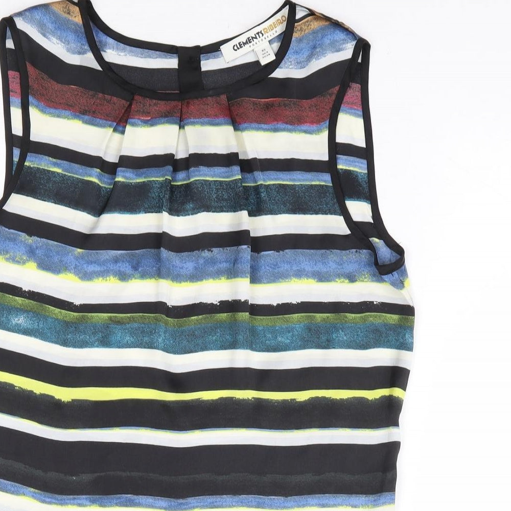 Clements Ribeiro Womens Multicoloured Striped Polyester Basic Tank Size XS Round Neck