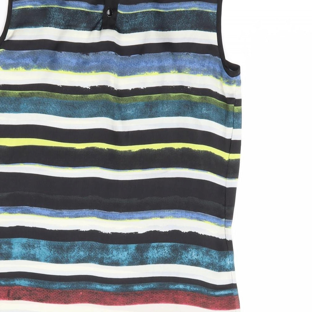 Clements Ribeiro Womens Multicoloured Striped Polyester Basic Tank Size XS Round Neck