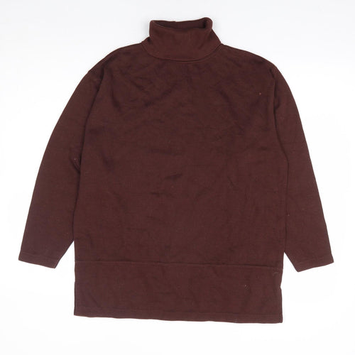 InStyle Collection Womens Brown Roll Neck Cotton Pullover Jumper Size S - Ribbed