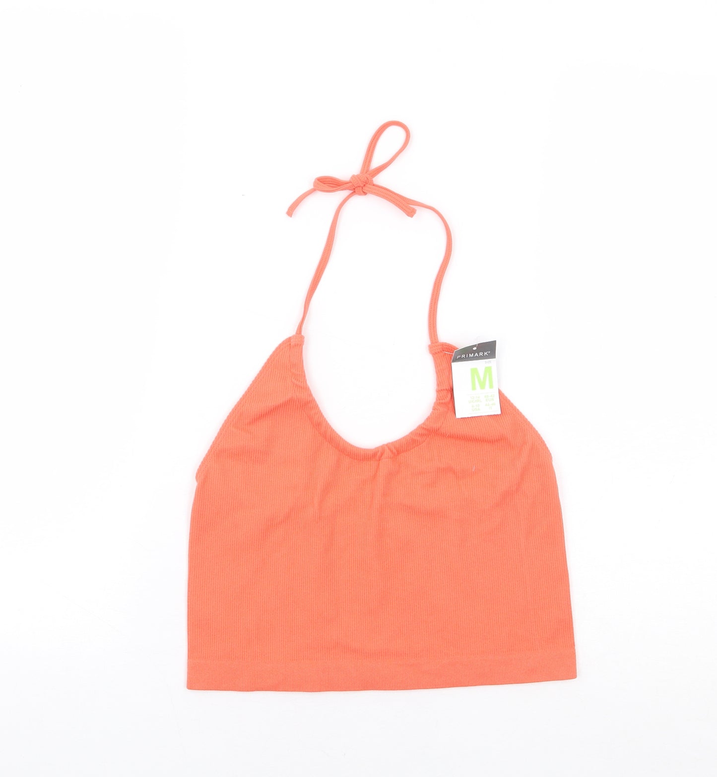 Primark Womens Orange Polyamide Cropped Tank Size 12 Halter - Ribbed