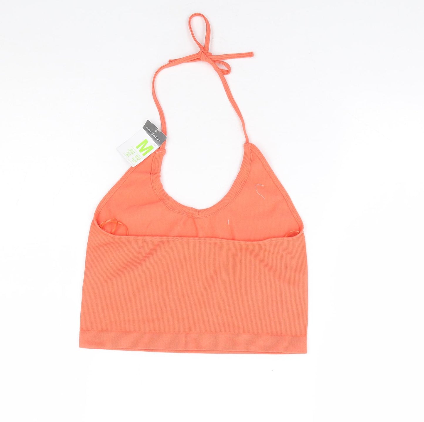 Primark Womens Orange Polyamide Cropped Tank Size 12 Halter - Ribbed