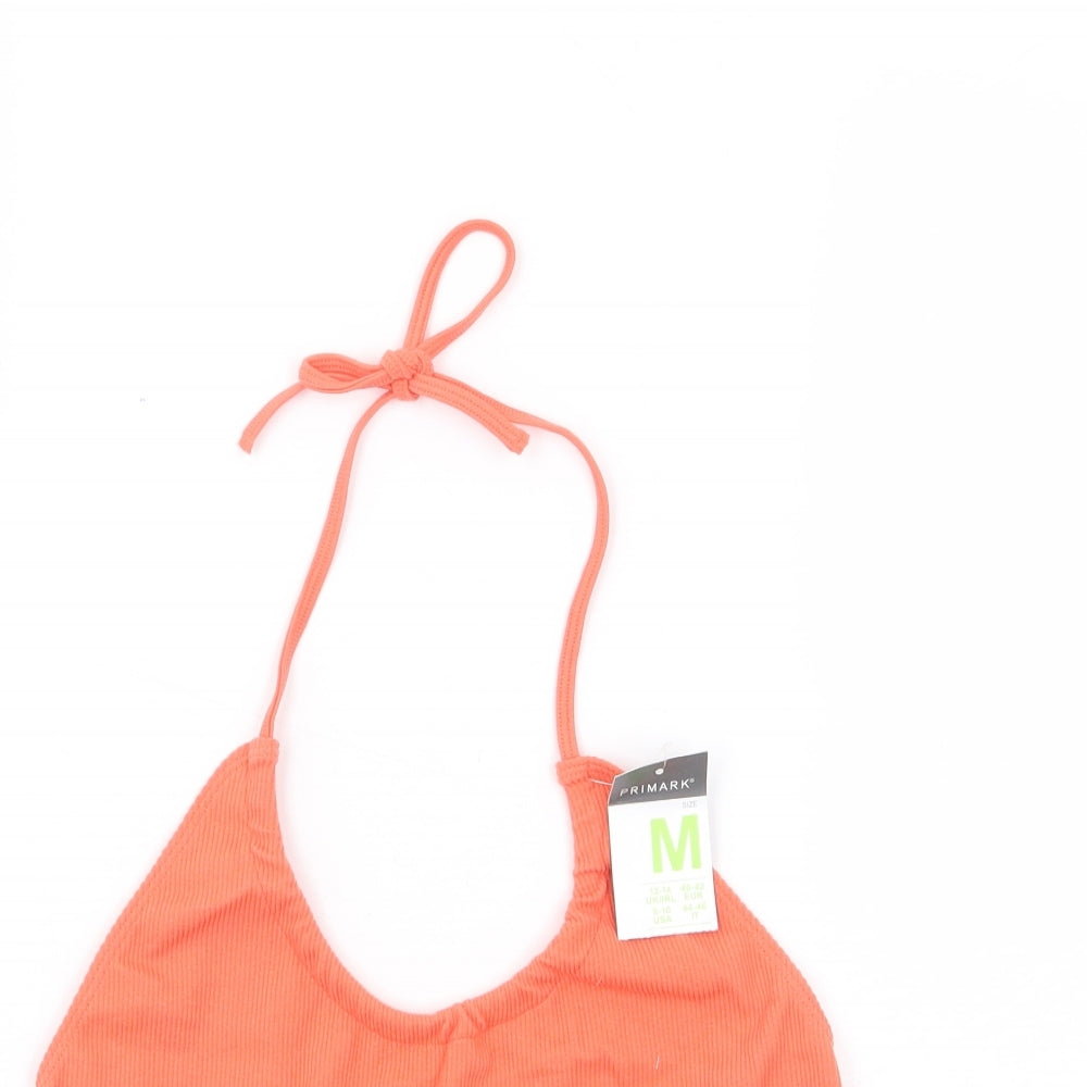 Primark Womens Orange Polyamide Cropped Tank Size 12 Halter - Ribbed