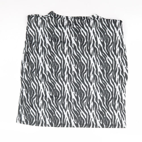 Boohoo Womens Black Animal Print Polyester Basic Tank Size 14 Round Neck - Zebra Print