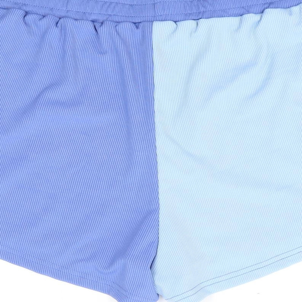 SheIn Womens Blue Polyester Sweat Shorts Size XL L4 in Regular - Colourblock