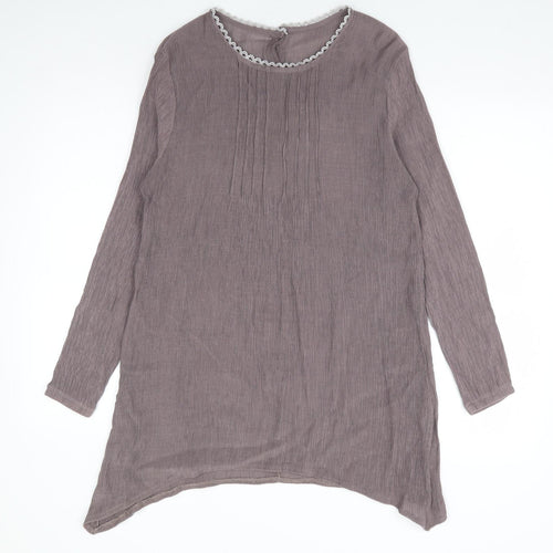 Preworn Womens Purple Polyester Tunic Blouse Size S Round Neck - Asymetric Plisse