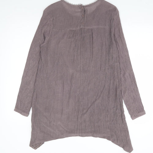 Preworn Womens Purple Polyester Tunic Blouse Size S Round Neck - Asymetric Plisse