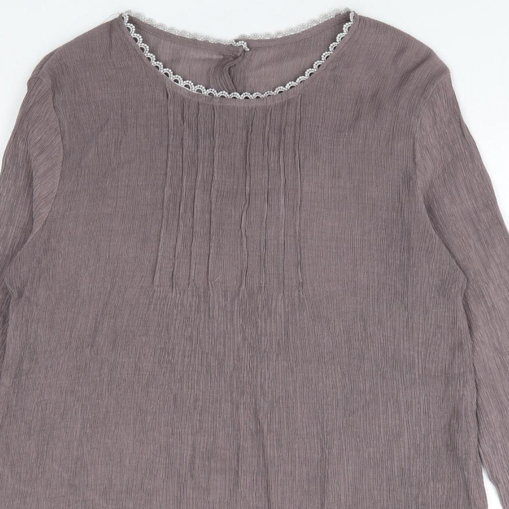 Preworn Womens Purple Polyester Tunic Blouse Size S Round Neck - Asymetric Plisse