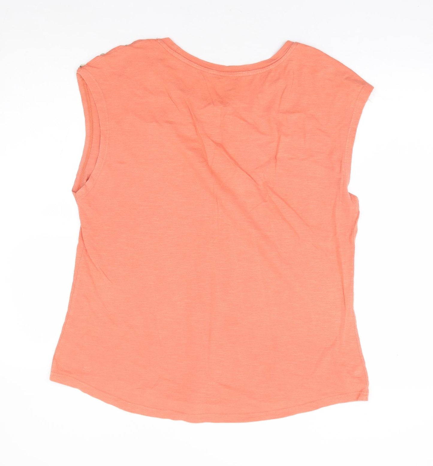 Preworn Womens Orange Polyester Basic T-Shirt Size M Round Neck