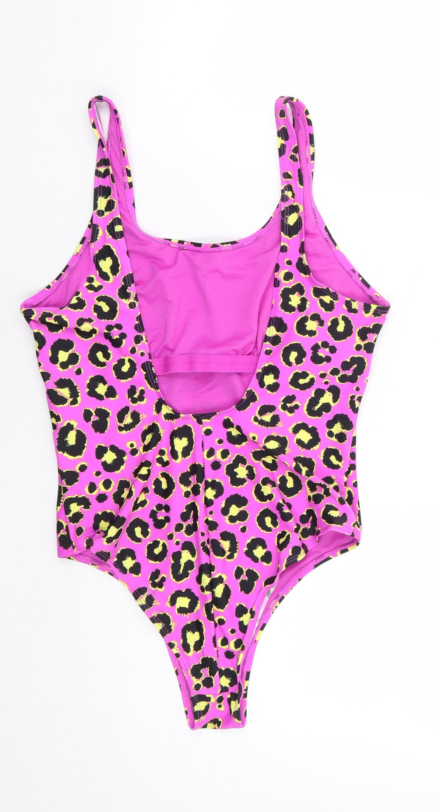 Dunnes Stores Womens Purple Animal Print Polyester One Piece Size 12 - Leopard Print