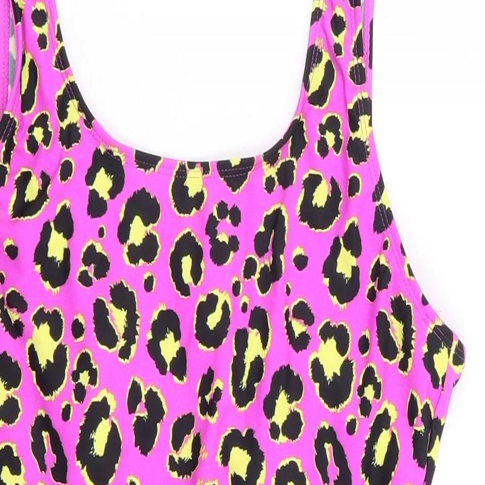 Dunnes Stores Womens Purple Animal Print Polyester One Piece Size 12 - Leopard Print