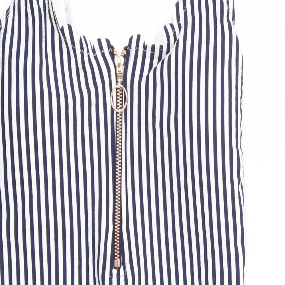 F&F Womens Blue Striped Polyester One Piece Size 12 - Scallop Trim
