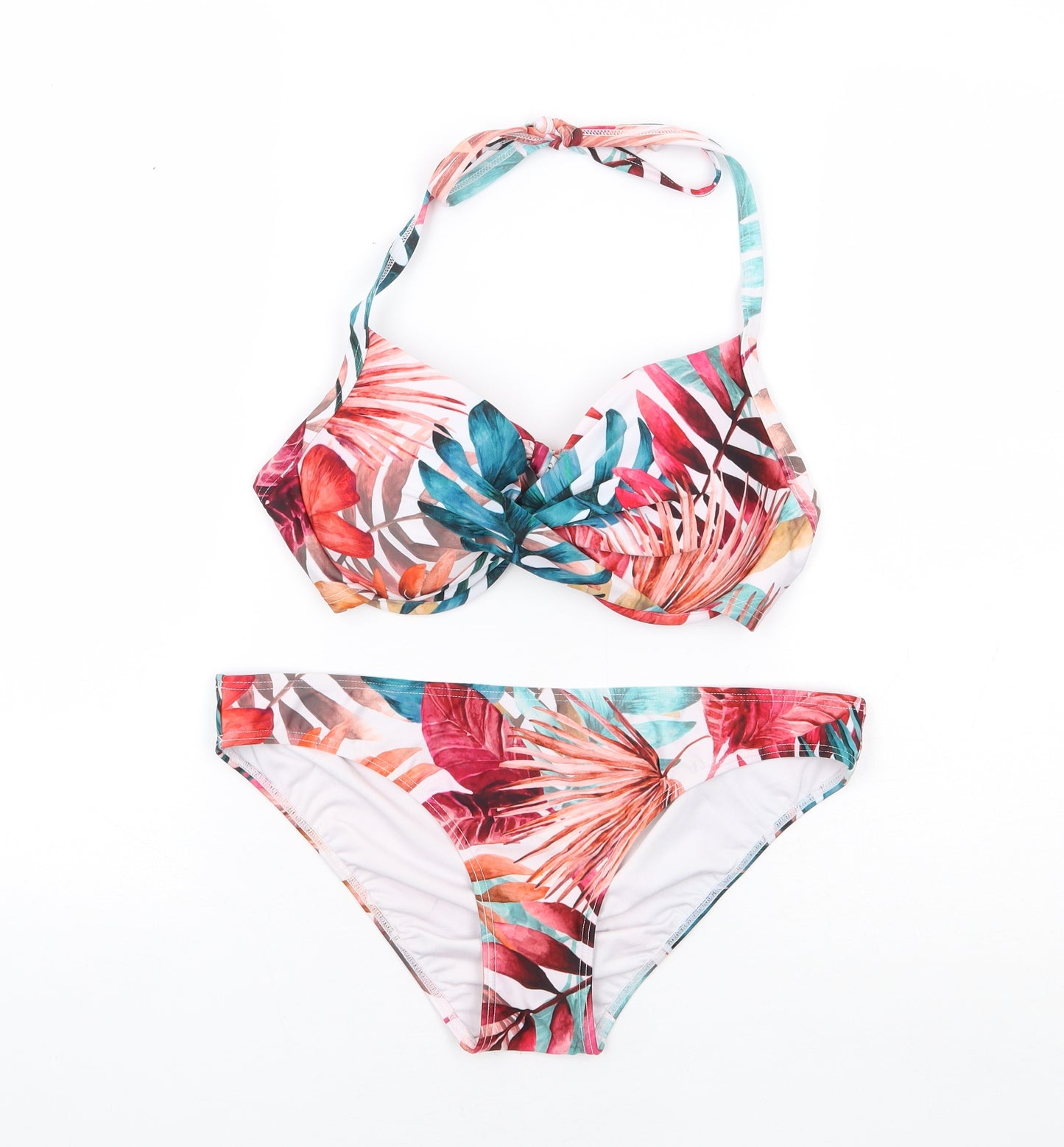 NEXT Womens Multicoloured Floral Polyester Bikini Size 12 - Tie Halter Neck