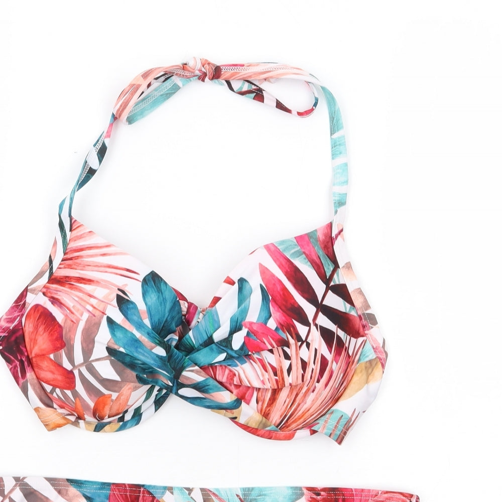 NEXT Womens Multicoloured Floral Polyester Bikini Size 12 - Tie Halter Neck