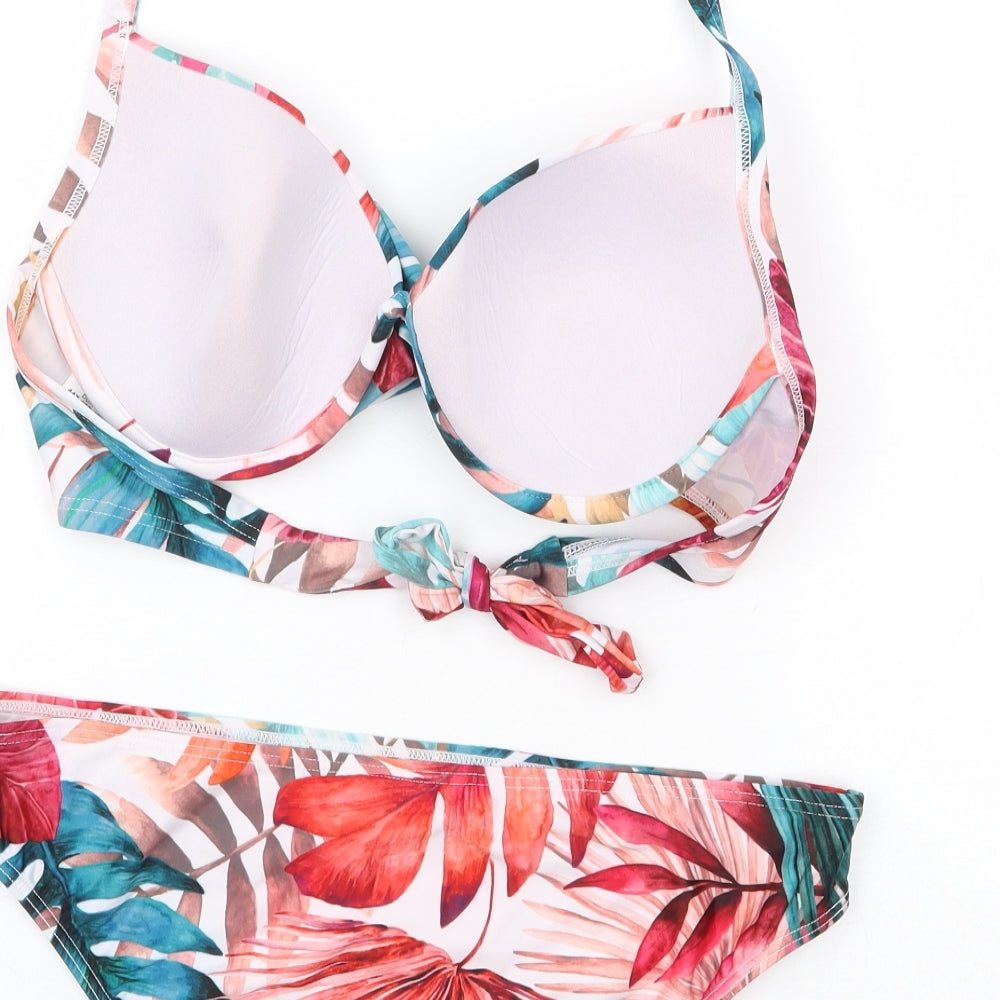 NEXT Womens Multicoloured Floral Polyester Bikini Size 12 - Tie Halter Neck
