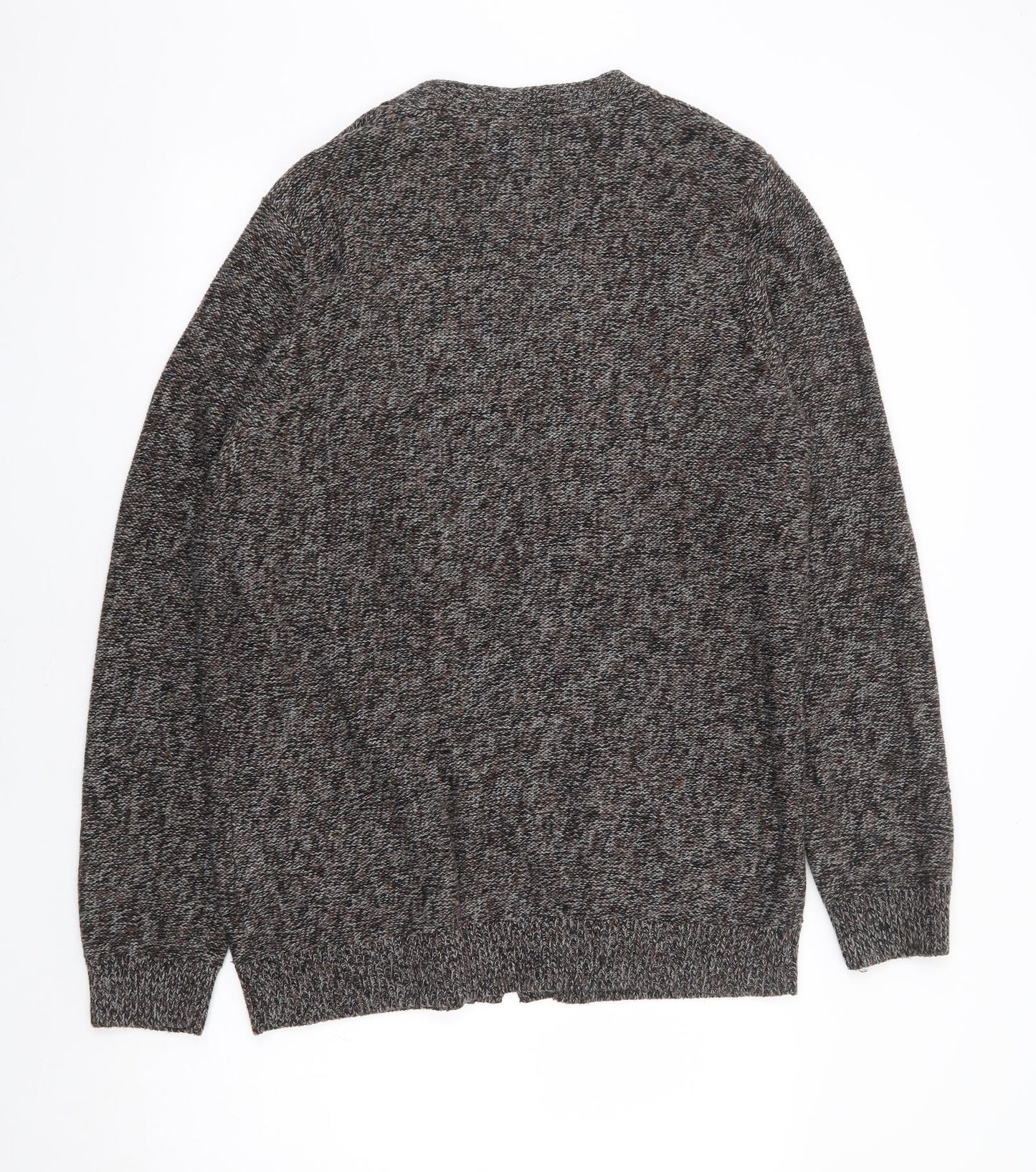 New Look Mens Grey V-Neck Cotton Cardigan Jumper Size L