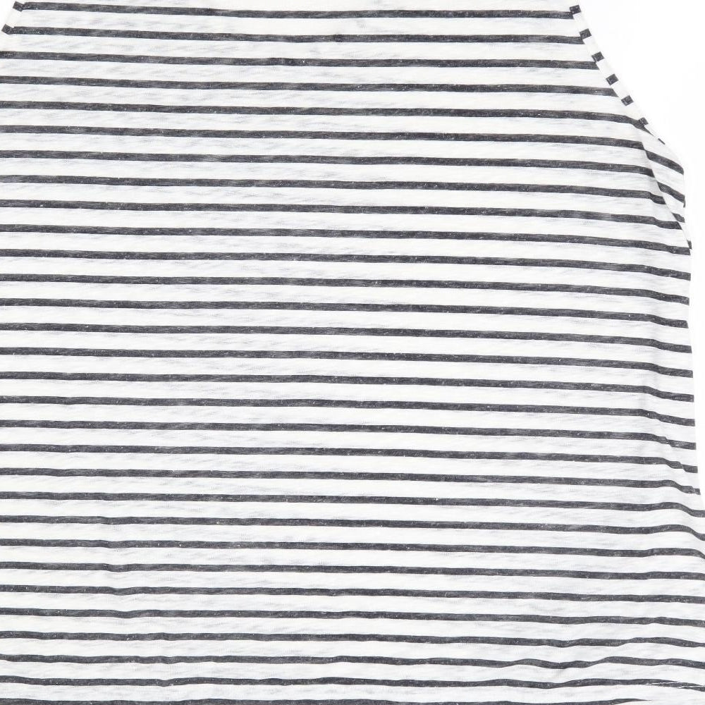 Capsule Womens White Striped Polyester Basic Tank Size 30 V-Neck