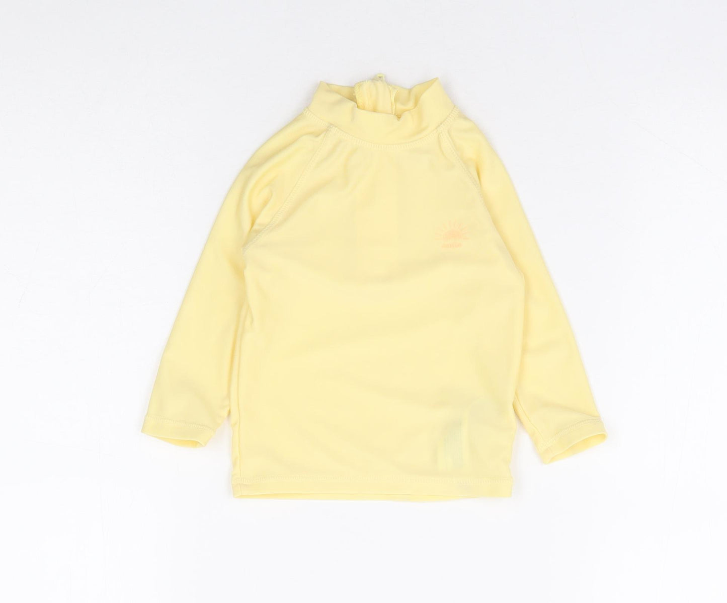 Primark Girls Yellow Polyester Basic T-Shirt Size 6-9 Months Mock Neck Zip - Rashguard