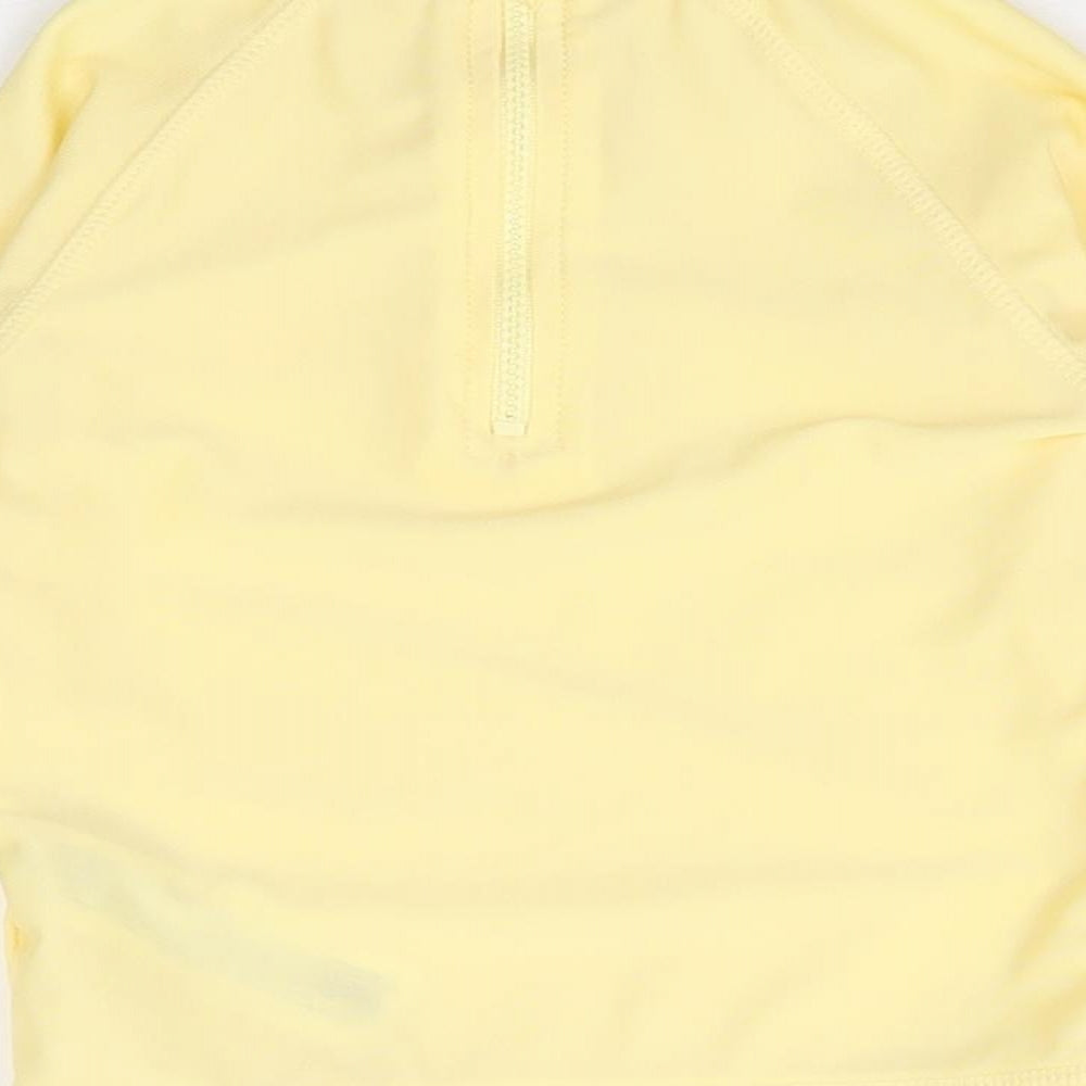 Primark Girls Yellow Polyester Basic T-Shirt Size 6-9 Months Mock Neck Zip - Rashguard