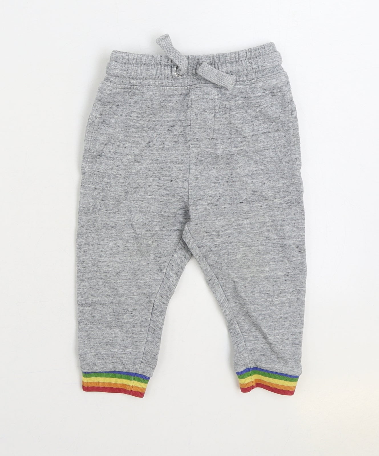 NEXT Baby Grey Cotton Jogger Trousers Size 18-24 Months Drawstring