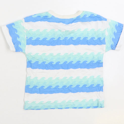 Matalan Baby Blue Striped 100% Cotton Basic T-Shirt Size 18-24 Months Round Neck Pullover - Waves