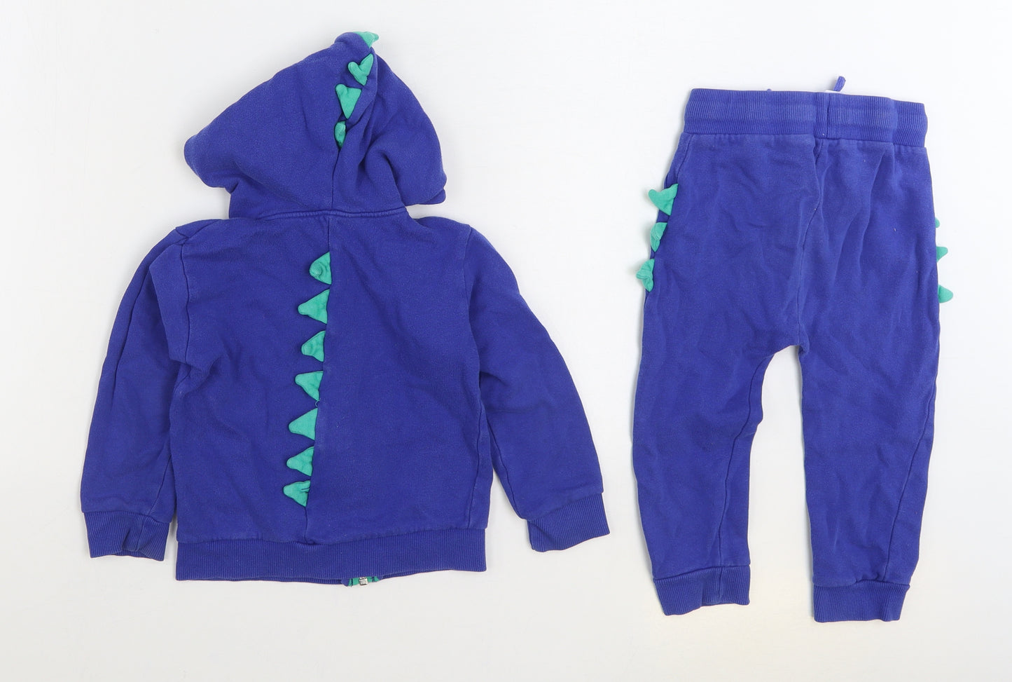 Dunnes Stores Boys Blue 100% Cotton Full Zip Hoodie Size 2-3 Years Zip - 2 Piece set Dinosaur
