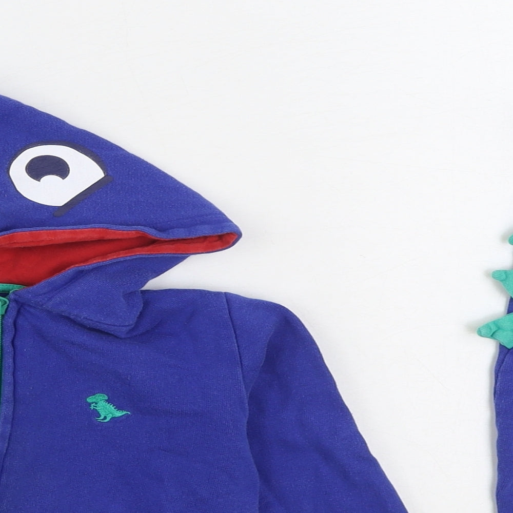 Dunnes Stores Boys Blue 100% Cotton Full Zip Hoodie Size 2-3 Years Zip - 2 Piece set Dinosaur