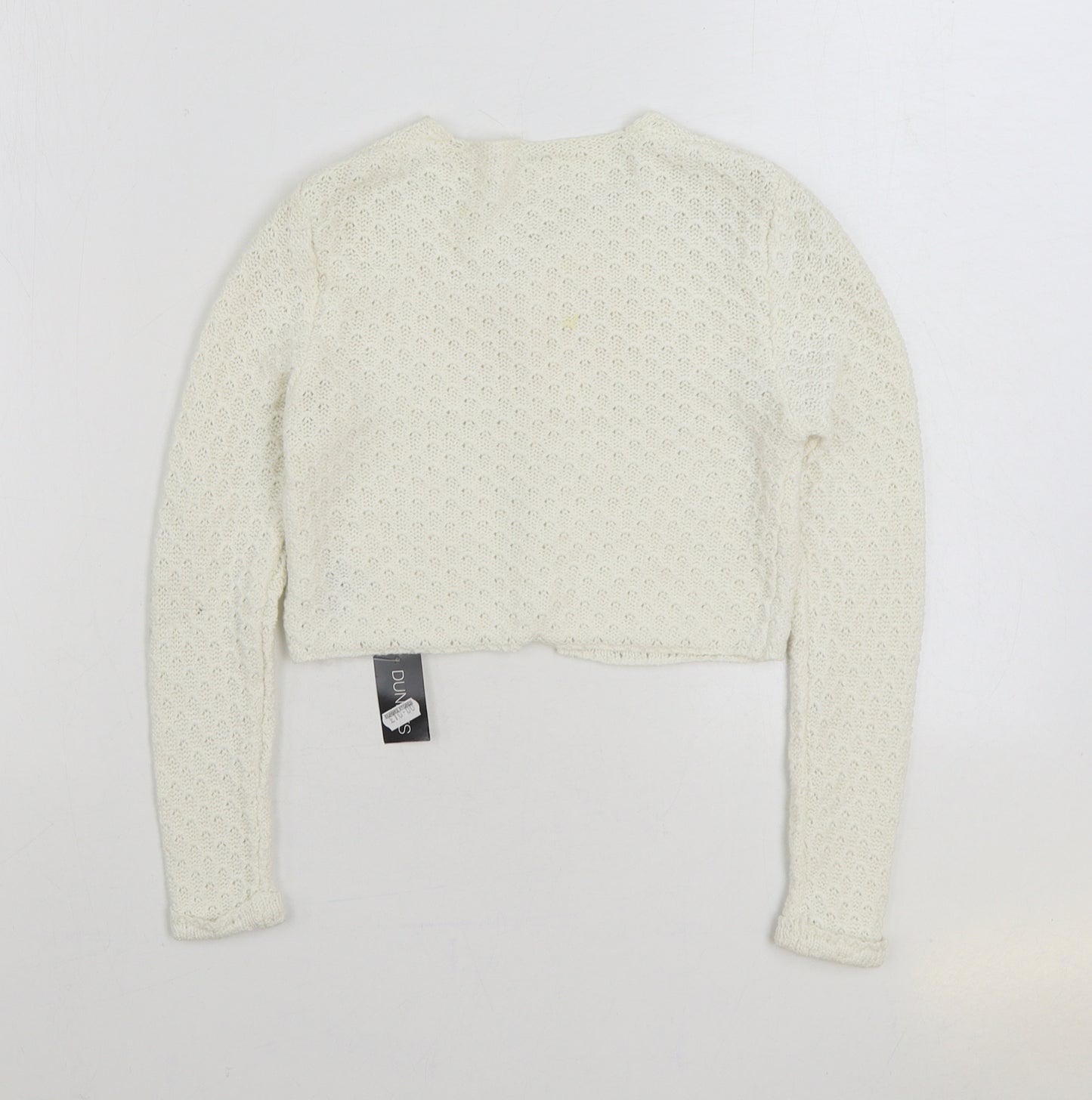 Dunnes Stores Girls White Round Neck 100% Cotton Cardigan Jumper Size 8 Years Button