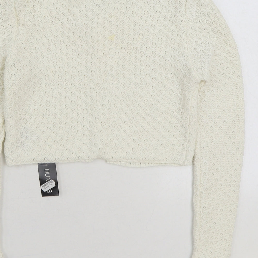 Dunnes Stores Girls White Round Neck 100% Cotton Cardigan Jumper Size 8 Years Button