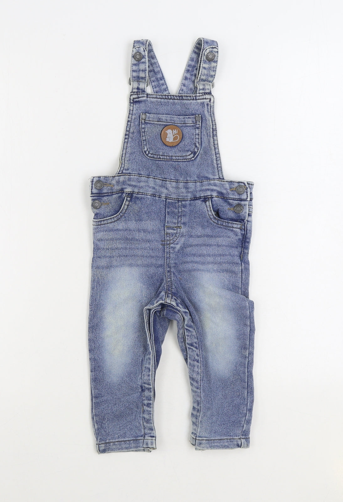 So Cute Baby Blue Cotton Dungaree Outfit/Set Size 18-24 Months Snap