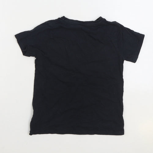 Primark Boys Black Cotton Basic T-Shirt Size 6 Years Round Neck Pullover - Football