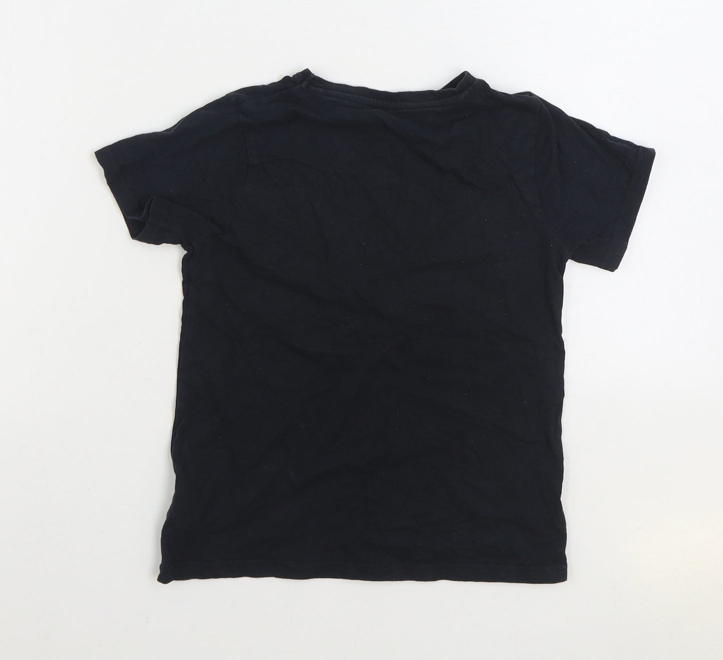 Primark Boys Black Cotton Basic T-Shirt Size 6 Years Round Neck Pullover - Football