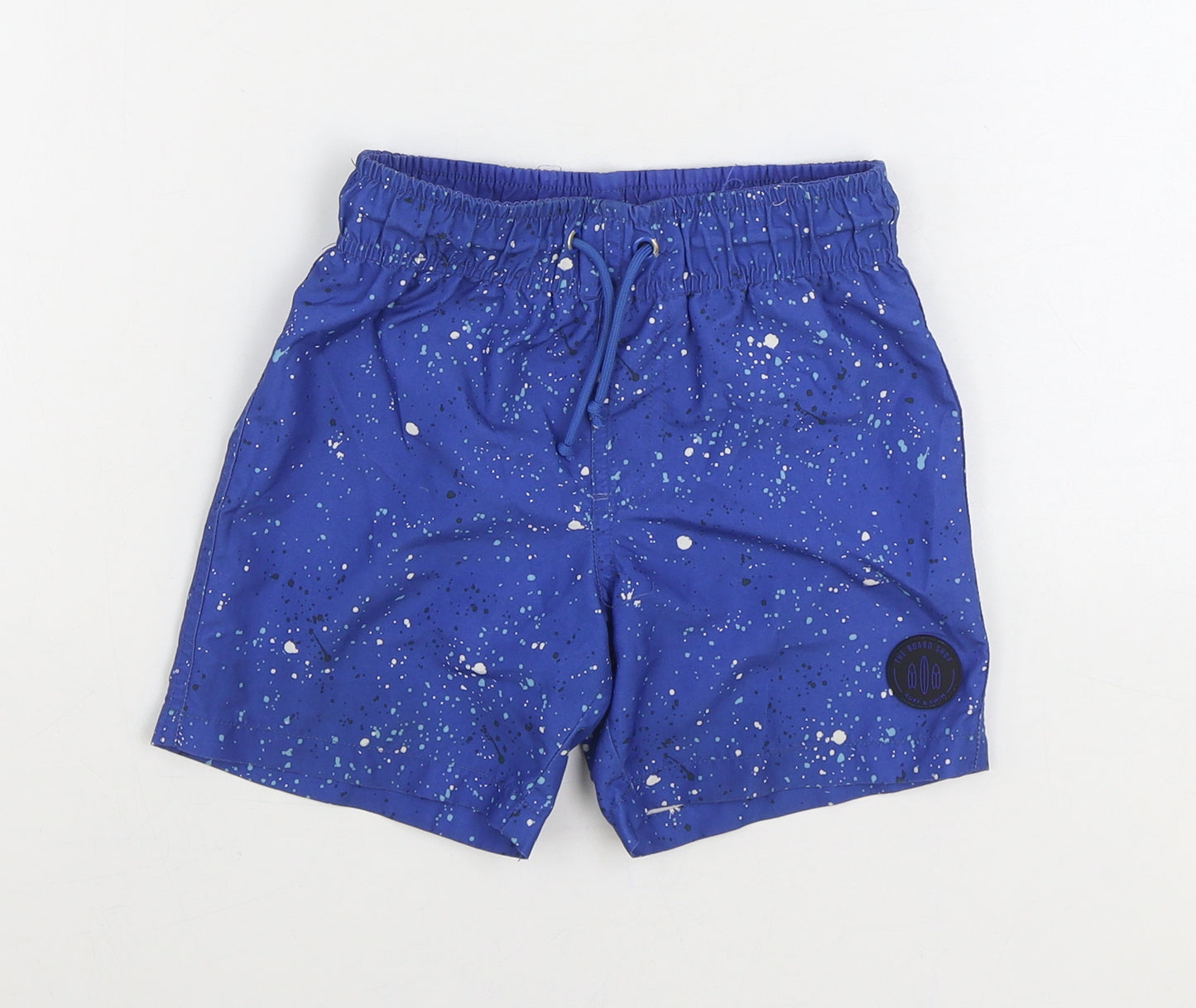 Primark Boys Blue Geometric Polyester Sweat Shorts Size 4-5 Years Regular Drawstring - Swim Trunks