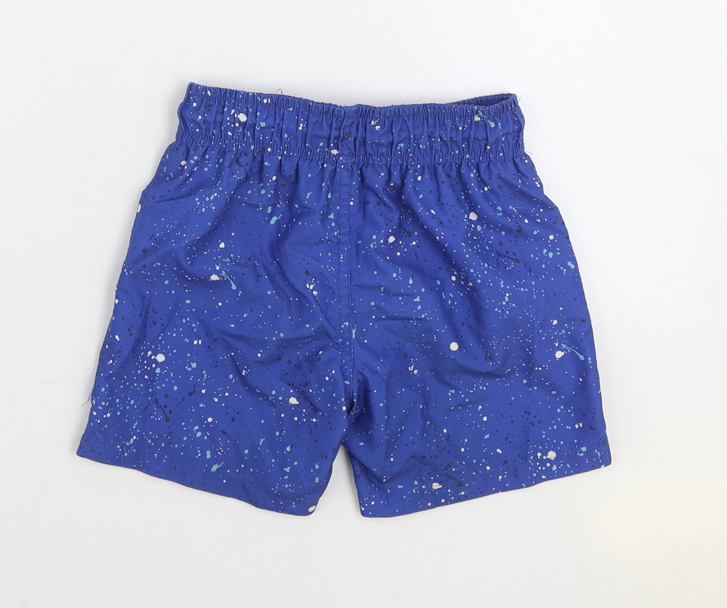 Primark Boys Blue Geometric Polyester Sweat Shorts Size 4-5 Years Regular Drawstring - Swim Trunks