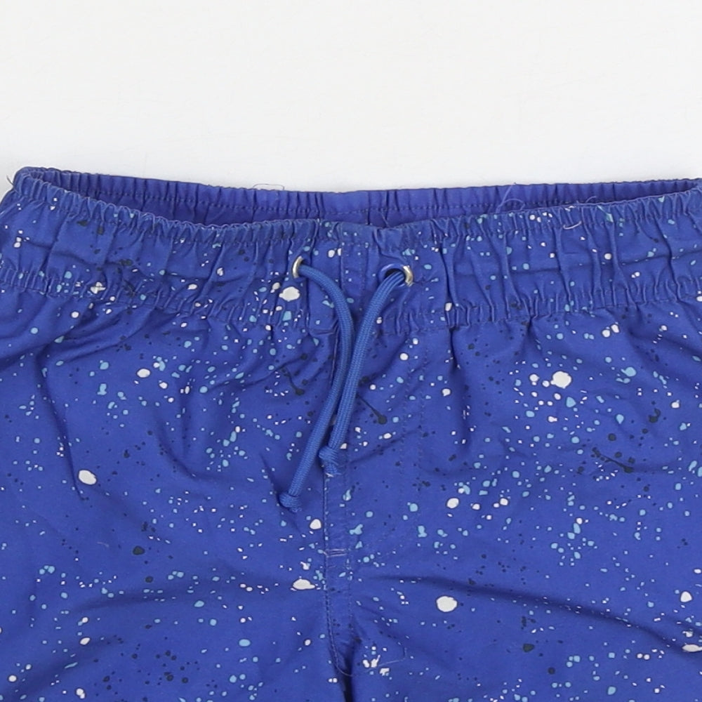 Primark Boys Blue Geometric Polyester Sweat Shorts Size 4-5 Years Regular Drawstring - Swim Trunks