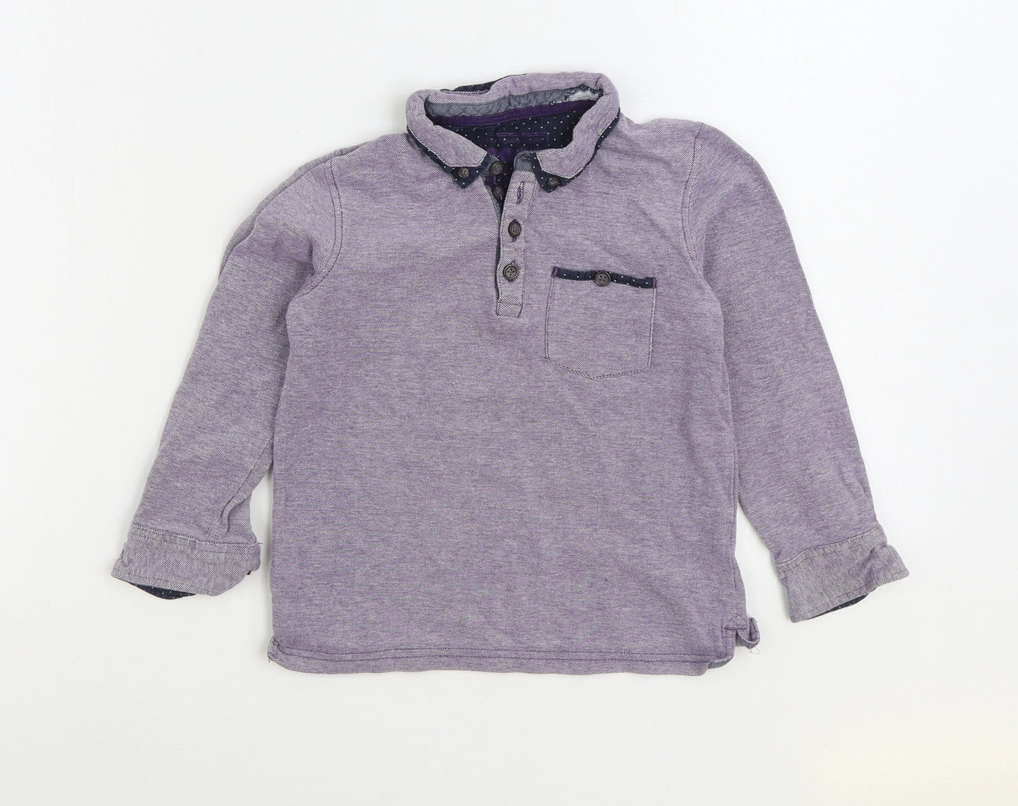 Matalan Boys Purple 100% Cotton Basic Polo Size 6-7 Years Collared Button