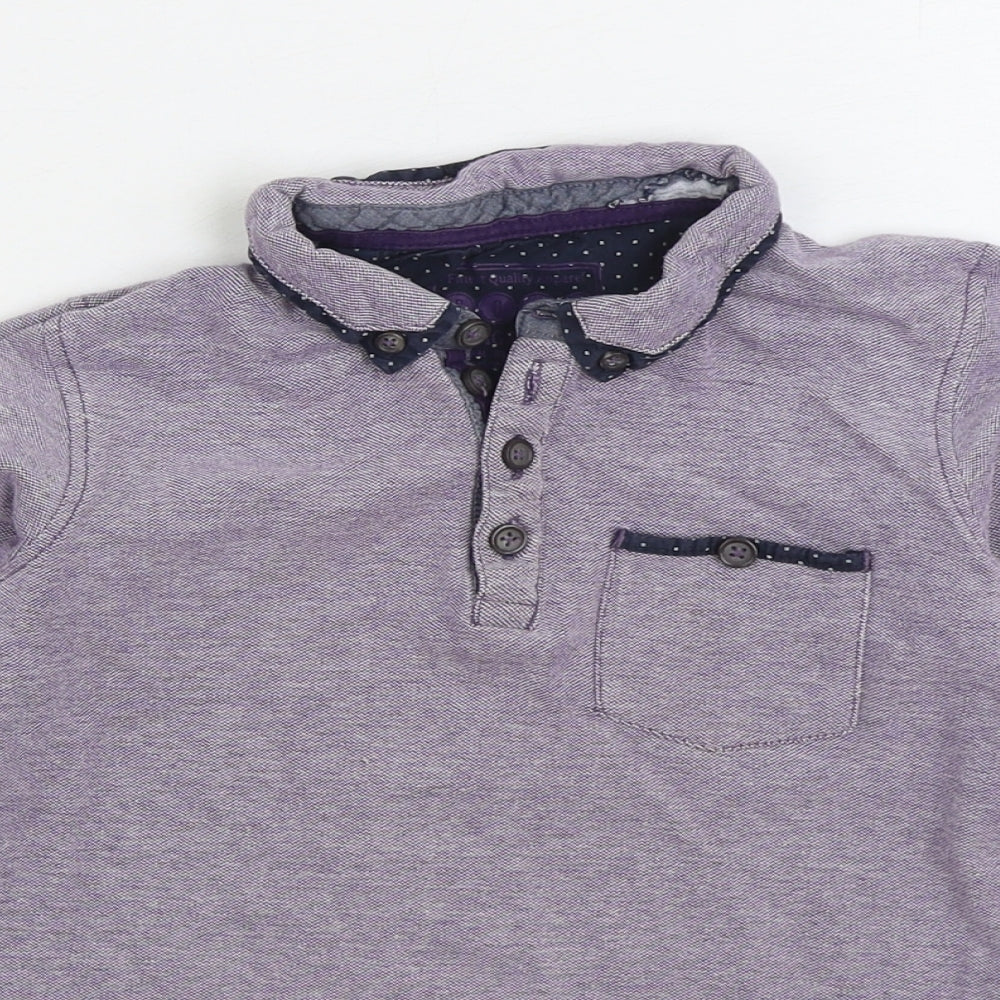 Matalan Boys Purple 100% Cotton Basic Polo Size 6-7 Years Collared Button