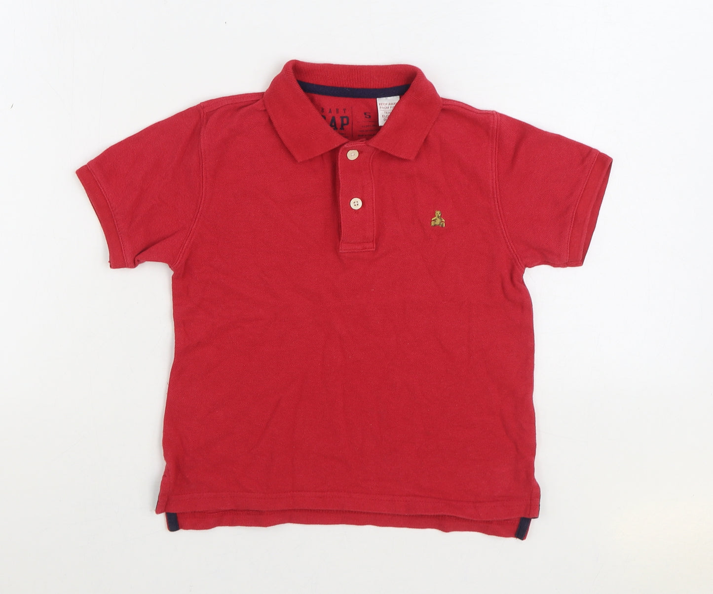 Gap Boys Red Cotton Basic Polo Size 5 Years Collared Button
