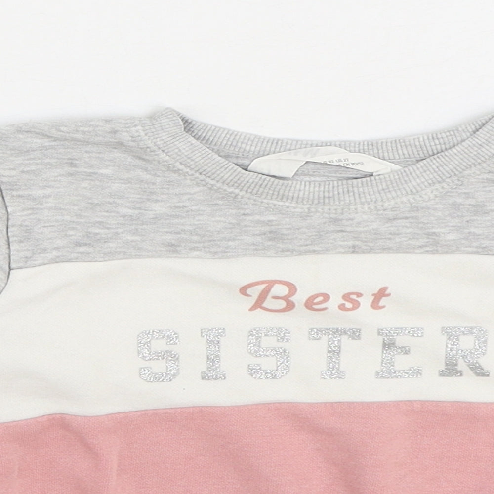H&M Girls Grey Colourblock Cotton Pullover Sweatshirt Size 2-3 Years Pullover - Best Sister