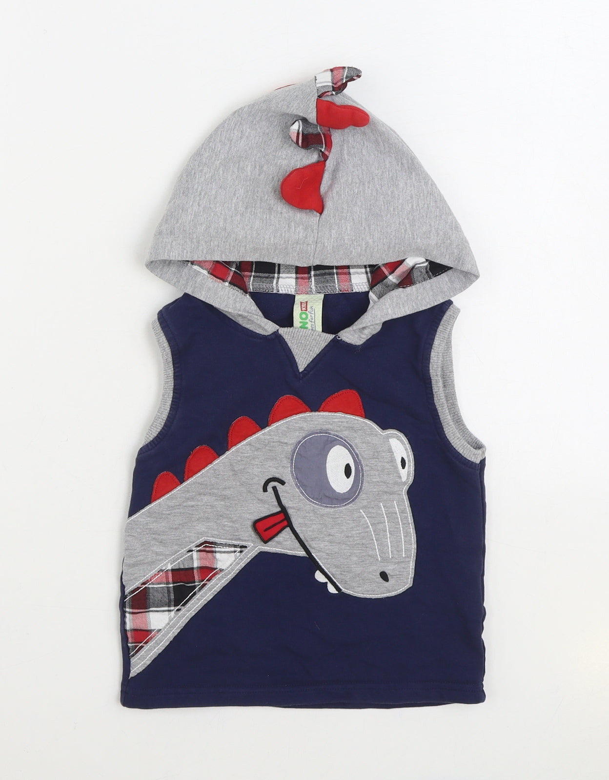 Deno Kids Boys Blue Geometric Gilet Jacket Size 4 Years Pullover - Dinosaur