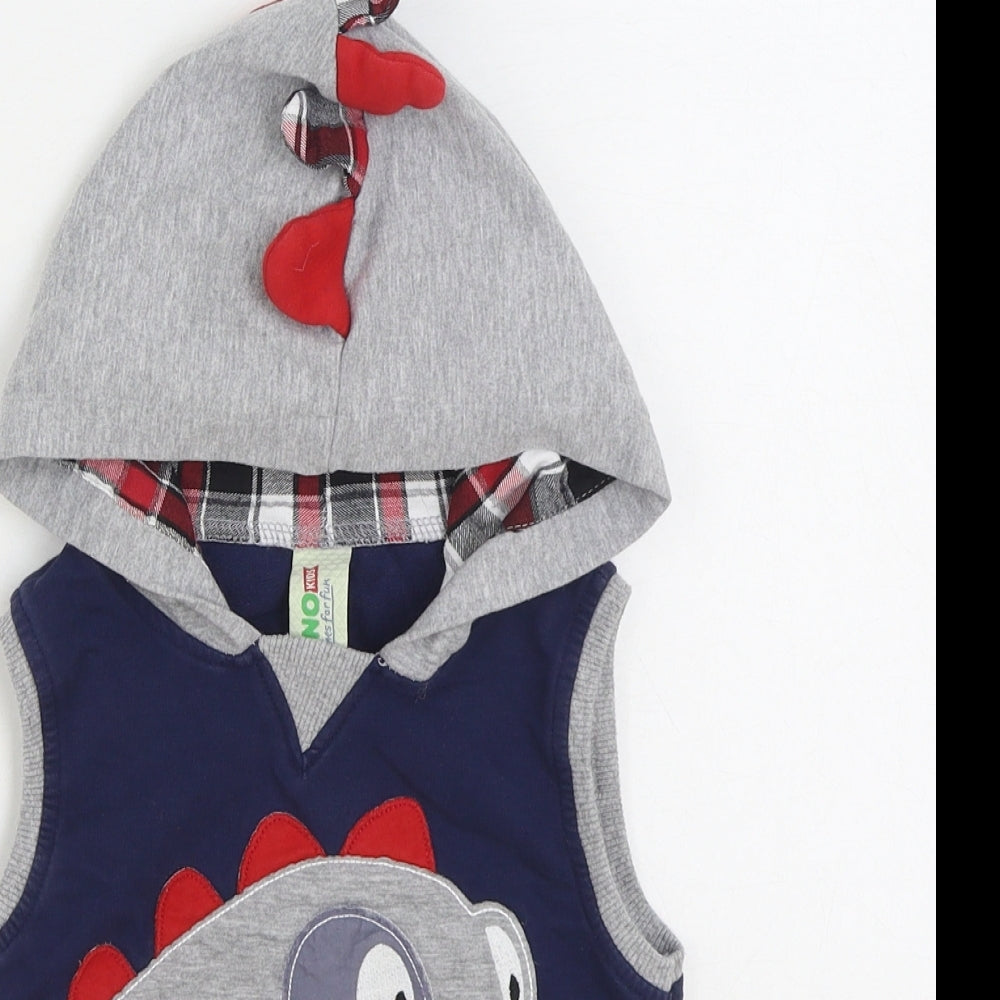Deno Kids Boys Blue Geometric Gilet Jacket Size 4 Years Pullover - Dinosaur