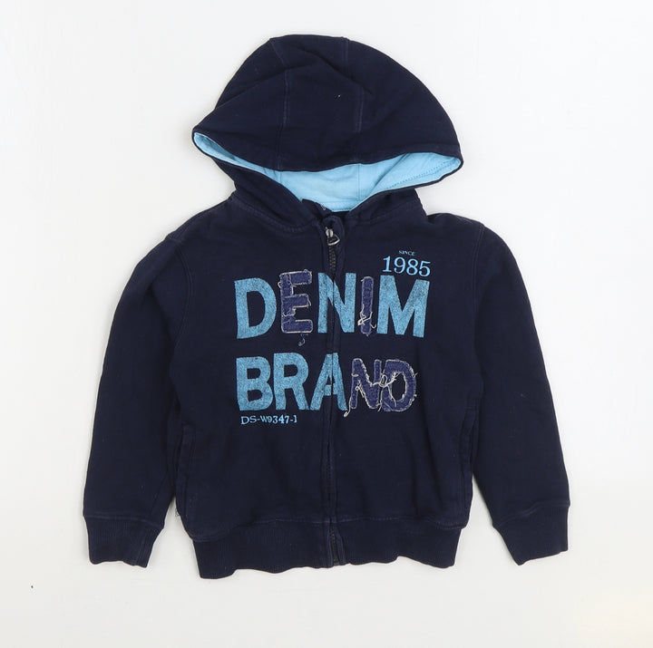 Losan Boys Blue Cotton Full Zip Hoodie Size 4 Years Zip - Denim Brand