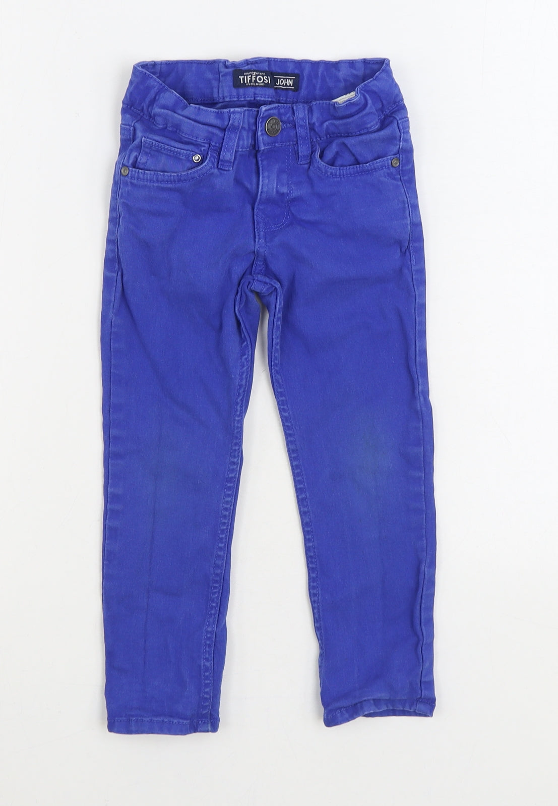 Tiffosi Boys Blue Cotton Straight Jeans Size 3-4 Years Regular Zip